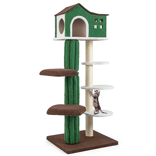Tangkula Tall Cat Tree for Indoor Cat, 7-Tier 61” Modern Cat Tree Tower with Sisal Scratching Posts