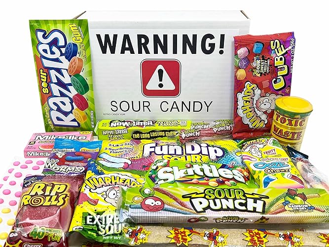 RETRO CANDY YUM Super Sour Candy Variety Pack - Assorted Sour Candy Box - Sour Candy Box for Gift, Celebration