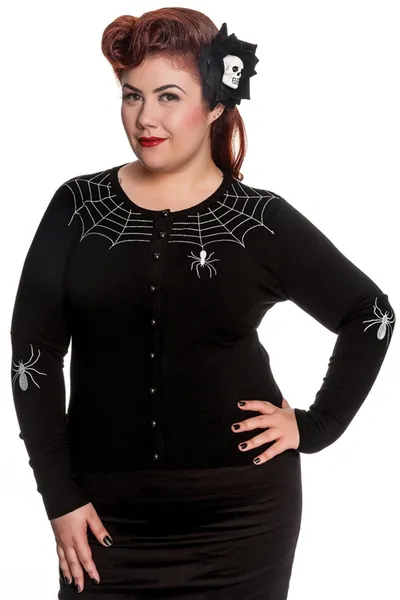 Hell Bunny Plus Size Gothic Black Spiderweb Cardigan [HB6347] - $53.99 : Mystic Crypt, the most unique, hard to find items at ghoulishly great prices!