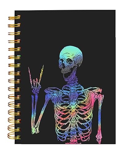 iampanda Spiral Journal Notebook,Funny Cool Strong TwinWire Binding with Premium Paper for Girl Women,60 Sheets A5 College Ruled NotebookJournal,Perfect for School Office Home Gifts,Colorful Skull - Colorful Skull Skeleton