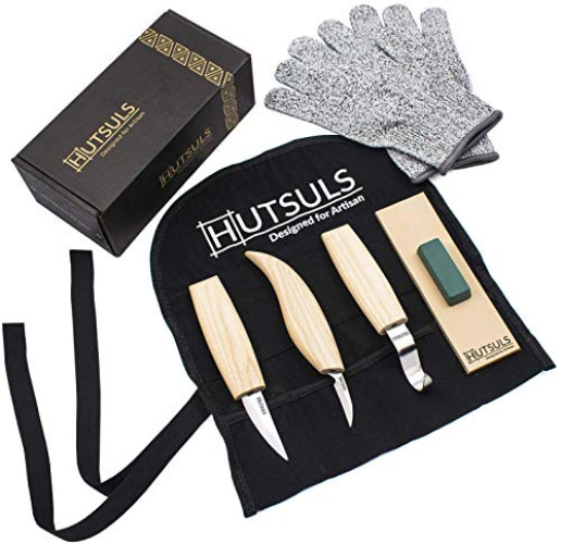 Hutsuls Wood Whittling Kit for Beginners - Razor Sharp Wood Carving Knife Set in Beautifully Designed Gift Box, Whittling Knife for Kids and Adults (8 Pieces) - Whittling Kit