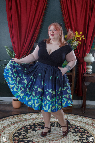 COLLAB: Rii Abrego Luna Moths Midi Skirt | Size C