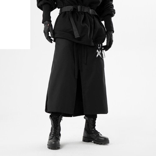 Japanese Style Fashion Lace-Up Battle Robe Skirt Pants - Black / XL (Waist 108 cm)