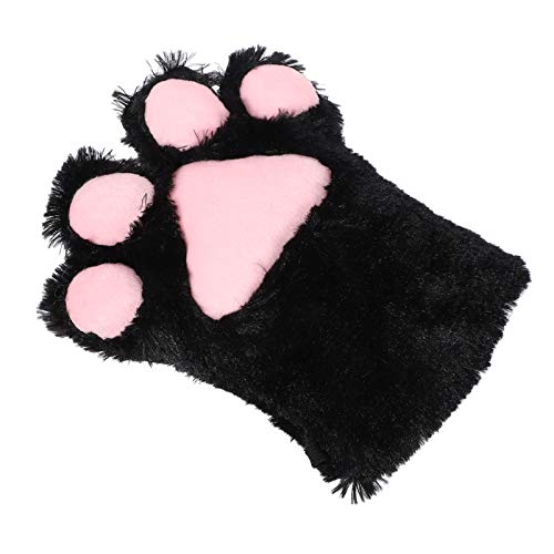 Toyvian Plush Cat Claw Glove Gloves Cute Bear Claws Cosplay Costume Gloves Warm Glove Winter Plush Gloves Mittens for Kids - Black
