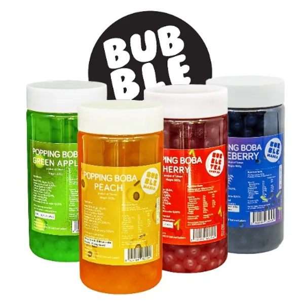 Popping Boba fruitkralen voor Bubble Tea Mix (kers, groene appel, perzik, bosbessen)