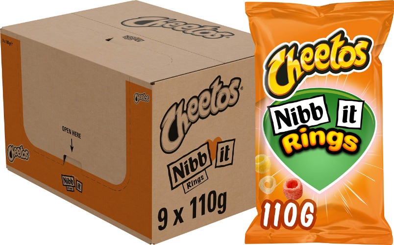 Cheetos Nibb-it Rings Chips, Doos 9 x 110 g