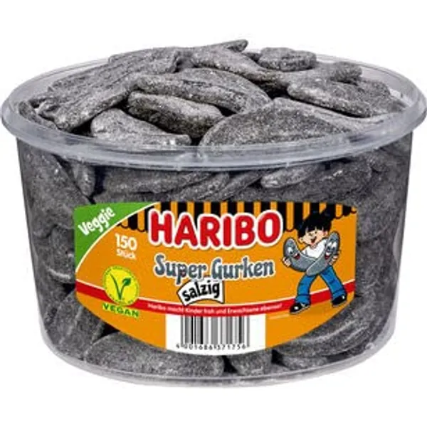 Haribo Super komkommer zoute Veggie, (1 x 1,35 kg)