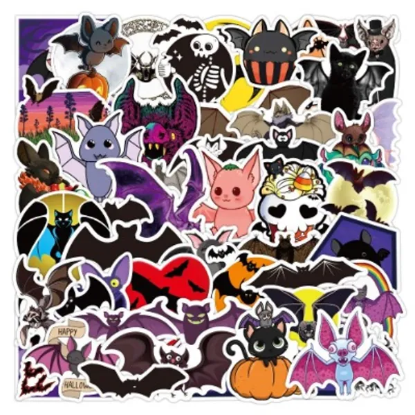 Morantsale 50 Stks Dier Bat Stickers Halloween Decoratie voor Diy Briefpapier Laptop Koffer Skateboard Waterdichte Sticker