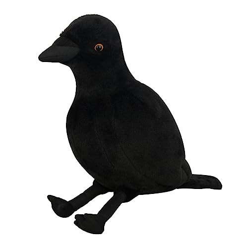 Luhrick Crow Plush Toy Realistic Raven Plushie Doll Stuffed Animal Black Bird Halloween Props Home Decor Gift Collection (Black, 8inch)