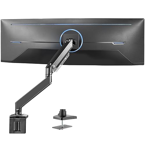 VIVO Premium Aluminum Heavy Duty Monitor Arm for Ultrawide Screens up to 49 inches and 33 lbs, Single Wall Mount, Pneumatic Height, Max VESA 100x100, Black, STAND-V101G1 - Standard - Non-USB