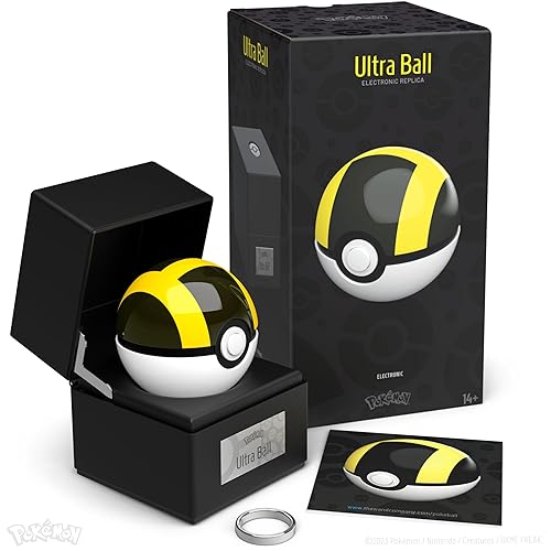 Pokémon Poké Ball Authentic Replicas - Realistic, Electronic, Die-Cast Poké Ball with Display Case Light Features - by The Wand Company (Ultra Ball) - Ultra Ball
