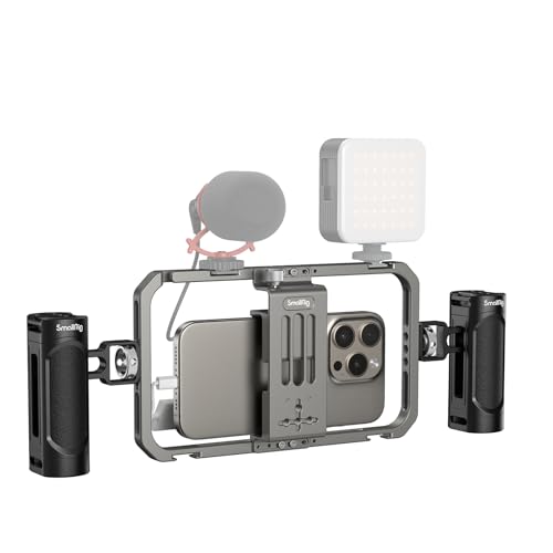 SmallRig Universal Phone Cage, Smartphone Video Rig Kit with Handles, Handheld Filmmaking Vlogging Case Stabilizer for Videomaker, for iPhone for SamSung for Pixel and Other Android Phones - 4121