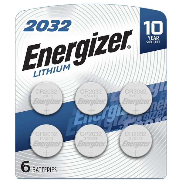 Energizer 2032 Batteries, Lithium CR2032 Watch Battery, 6 Count