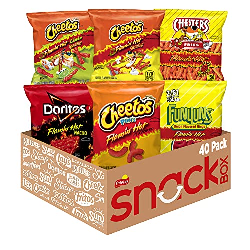 Frito Lay Flamin' Hot Mix, 6 Flavor Single Serve Cheetos, Doritos, Chester's & Funyuns Variety Pack, (40 Count) - Flamin' Hot Variety Pack