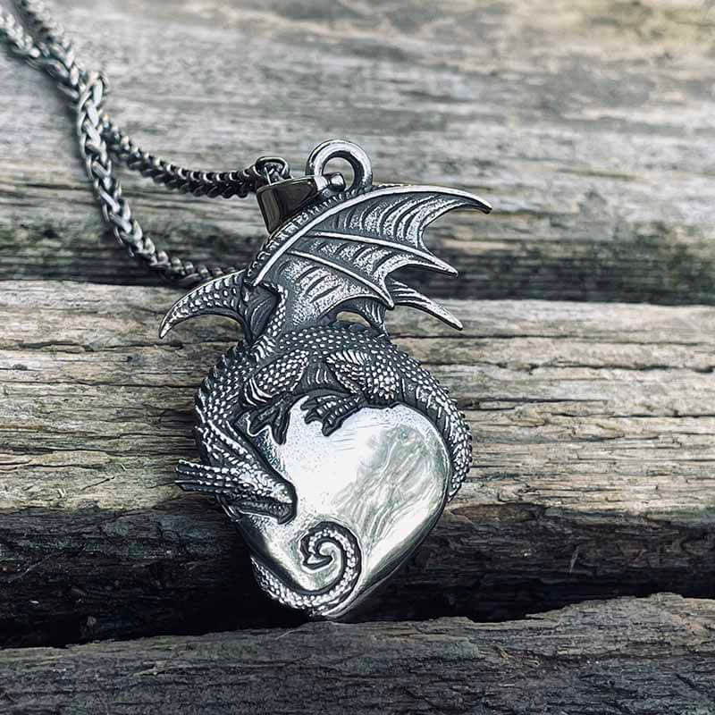 Gothic Dragon Heart Stainless Steel Pendant - Stainless Steel / Pendant Only