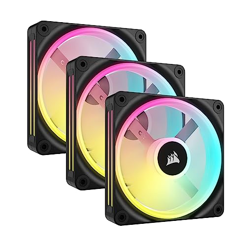 Corsair iCUE LINK QX120 RGB 120mm Magnetic Dome RGB Fans - Triple Fan Starter Kit with iCUE LINK System Hub - Black - Triple (120mm) - Black