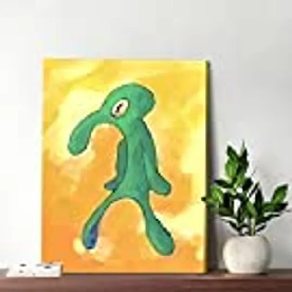 Boldcan Bold and Brash Squidward Painting 2022 Upgrade Version Canvas Wall Art for Living Room Bedroom Meme Posters for Home Decor Office Decorations 8x12 Inches Best Gift for Men & Boyfriend