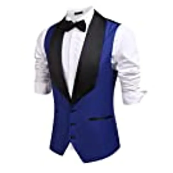 COOFANDY Men's V-Neck Sleeveless Slim Fit Business Wedding Vests casual suit vests Dress Waistcoat