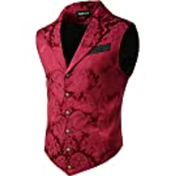 VATPAVE Mens Victorian Suit Vest Steampunk Gothic Waistcoat