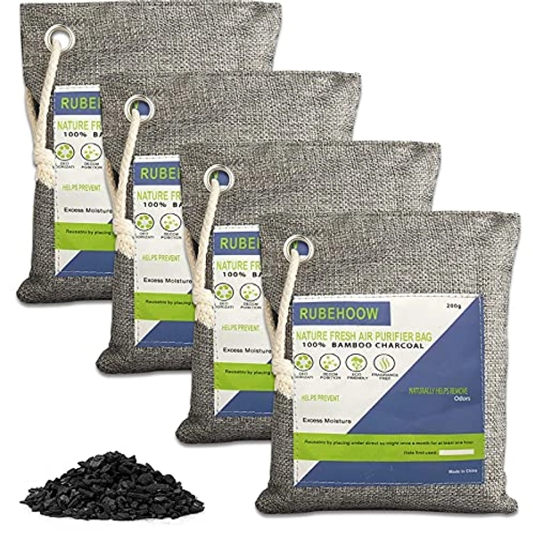 Nature Fresh Air Purifier Bags, Activated Bamboo Charcoal Air Purifying Bag,4 Pack Odor Eliminators for Home,Activated Carbon Filter for Cars, Closets, Bathrooms and Pet Areas