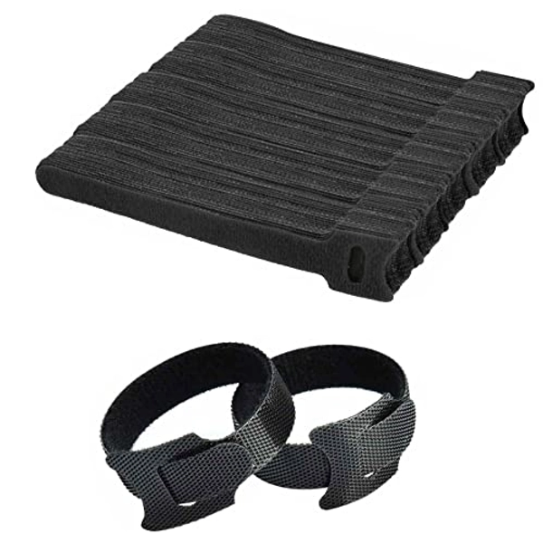 150 Pcs Cable Ties, ZYNERY Reusable Cable Tidy Adjustable Releasable Hook and Loop Cable Straps Wraps, Fastening Cable Ties for Home Office PC Cable Management (Black, 150 Pcs)