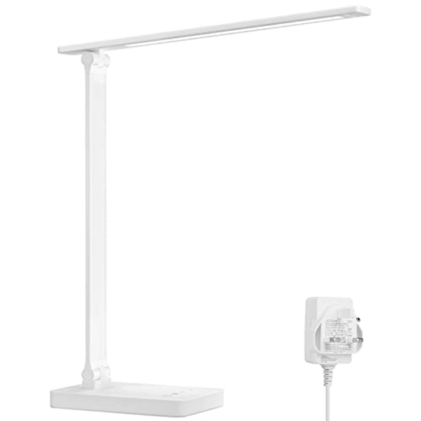 Lepro Desk Lamp, Eye Caring LED Desk Lamp, 9W 655lm, Dimmable Table Lamp, 5 Brightness Levels x 3 Colour Modes, Touch Control Daylight Lamp for Back to School, Office, Reading, Bedside, Nails and More