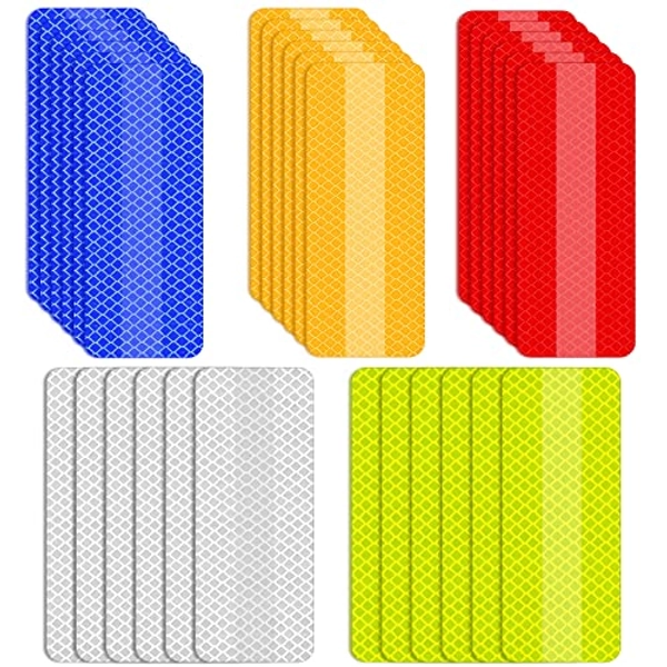BLMHTWO 30 Pieces Reflective Stickers Safety Reflective Tape Night Visibility Outdoor Waterproof Adhesive Reflective Tape Reflectors for Clothing Bikes Mailbox Trailer Night Riding Driveway