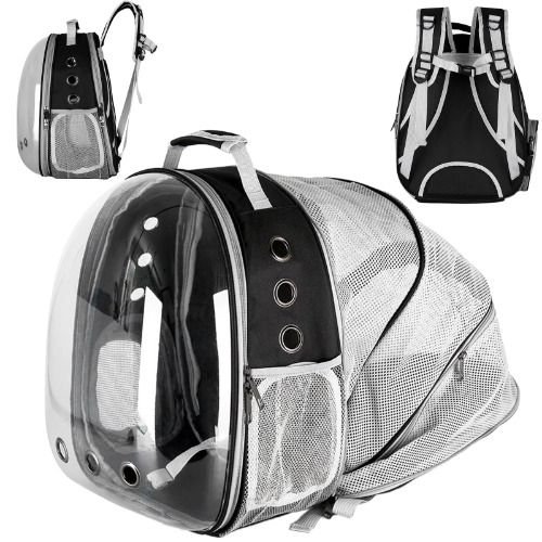 Cat Carrying Bag, Cat Backpack, Spaceship, Expanded, Capsules, Cat Carrying Bag, Backpack, Disaster Evacuation, Pet Carrier, Load Capacity 15.4 lbs (7 kg), Lightweight, For Small Dogs, Driving, Camping, Travel, Going to the Hospital, Going Out, Walking, Black