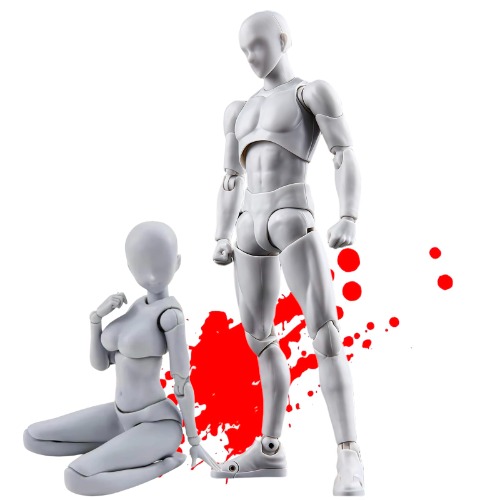 MemeDa Drawing Doll Articulated Movable with Stand Posable Model Doll for Painting Muscular Body Men + Women (Gray) - Men + Women (Gray)