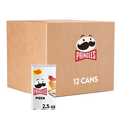 Pringles Potato Crisps Chips, Lunch Snacks, On-The-Go Snacks, Grab n' Go, Pizza (12 Cans) - Pizza - 12 Cans (2.5 Ounce Can)