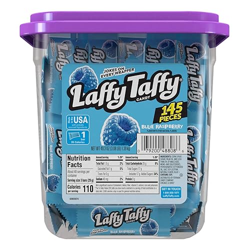 Laffy Taffy Candy, Blue Raspberry Flavored, Individually Wrapped Candy (145 Pieces) - Blue Raspberry - 49.3 Ounce (Pack of 1)