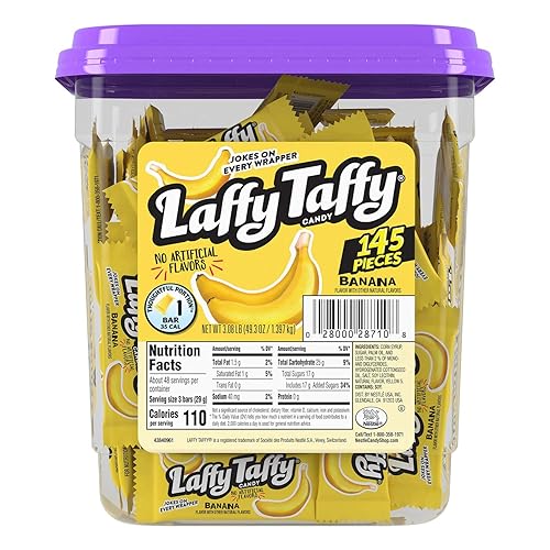 Laffy Taffy Candy, Banana Flavor, Individually Wrapped Candy (145 Pieces) - Banana - 49.3 Ounce (Pack of 1)