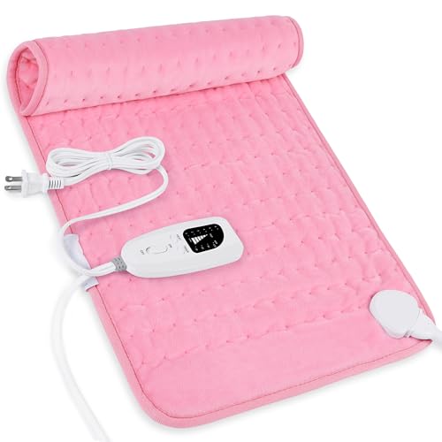 Heating Pad-Electric Heating Pads for Back,Neck,Abdomen,Moist Heated Pad for Shoulder,Knee,Hot Pad for Arms and Legs,Dry&Moist Heat & Auto Shut Off,Gifts for Women Men(Light Pink,12''×24'') - 12" x 24" - Light Pink