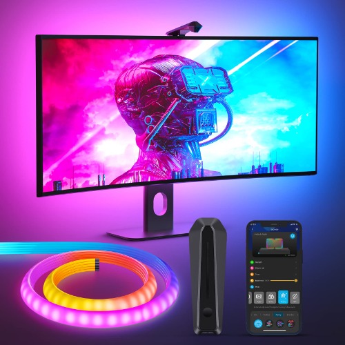 Govee RGBIC Monitor Backlight, Smart Gaming Light for 24"-32" PC, DreamView G1 LED Neon Strip Light with Camera, Support 2.4G Wi-Fi with 4 Game Modes and Sync for RPG, FPS, Racing Games, or Movies