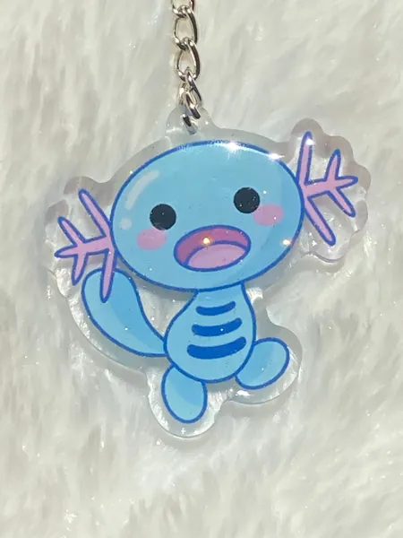 Pokémon Surprised Wooper Large Clear Glitter Acrylic Charm