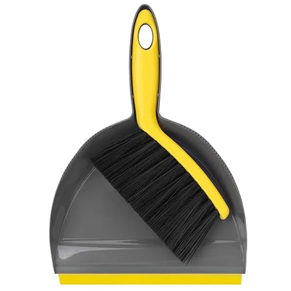 Dustpan and Broom Set Small,Mini Handheld Dust pan with Cleaning Brush Combo for Home Desktop, Sofa, Pet Care Household,Camping - Bgreyyellow Mini Brush Pan