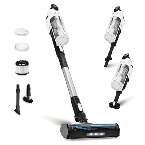 LEVOIT Cordless Vacuum Cleaner, Stick Vac with Tangle-Resistant Design, Up to 50 Minutes, Powerful Suction, Rechargeable, Lightweight, and Versatile for Carpet, Hard Floor, Pet Hair, Black & White - LVAC-200