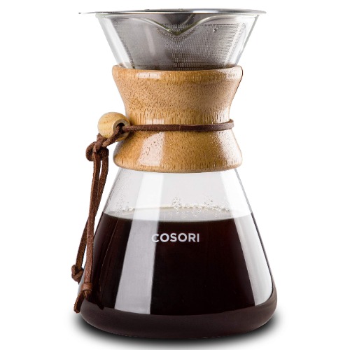 COSORI Pour Over Coffee Maker with Double-layer Stainless Steel Filter, Coffee Dripper Brewer & Glass Coffee Pot, High Heat Resistant Decanter, 34 Ounce - Pour Over Coffee Maker
