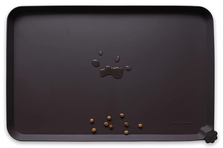 Hoki Found L Silicone Pet Food Mats Tray - Non Slip Pet Dog Cat Bowl Mats Placemat - Dog Pet Cat Feeding Mat - Waterproof Dog Cat Food Mats -Pet Water Mats for Carpet -Dark Oak - 22” x 14” - Dark Oak