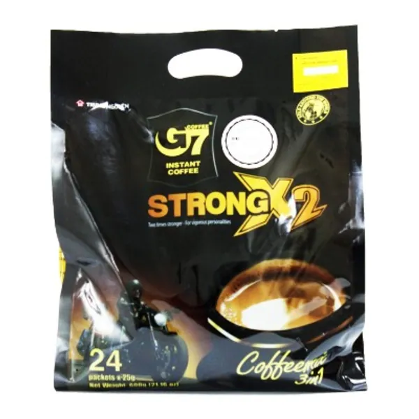 Trung Nguyen - G7 Strong X2 3 In 1 Instant Coffee - 24 sticks | Roasted Ground Coffee Blend Double strength, with Creamer and Sugar, Suitable for Most Coffee Brewing Methods, (24 sticks x 25gr/stick)