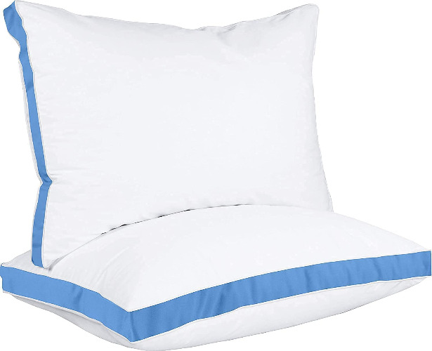 Utopia Bedding Bed Pillows for Sleeping Queen Size (Blue), Set of 2, Cooling Hotel Quality, Gusseted Pillow for Back, Stomach or Side Sleepers - Blue Queen (Pack of 2)