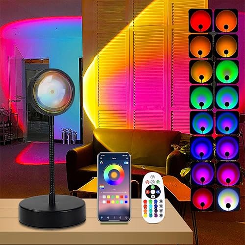 QUIGO Sunset Lamp Projection Led Lights for Bedroom Night Light Sun Sunrise Sunlight Lamp Mood Light 10W Lamps Room Decor Gifts for Women - APP& Remote Conotrol Sunset Lamp