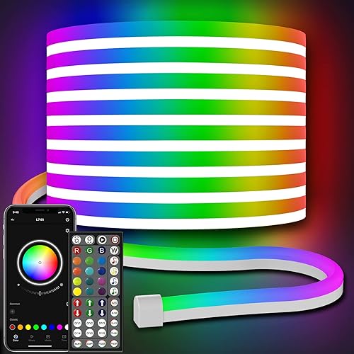 AILBTON Led Neon Rope Lights 10m Flexible Led Rope Lights,Control with App/Remote,Multiple Modes,IP65 Outdoor RGB Neon Lights Waterproof,Music Sync Gaming Led Neon Strip Lights for Bedroom Indoor - 10m