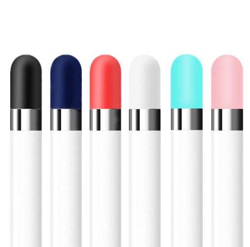 [6 Pack] Fudda Replacement Cap for Apple Pencil 1st Generation - Silicone Protective Cap Cover Compatible with iPad Pro 9.7/10.5/12.9 Pen (Black, Navy, Red, White, Mint, Pink) - 