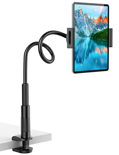 Tablet Stand Holder for Bed, Gooseneck Mount with Adjustable Flexible Arm Compatible with iPad Air Pro Mini, Samsung Tab, Nintendo Switch Kindle Other 4.7"-12.9" Device