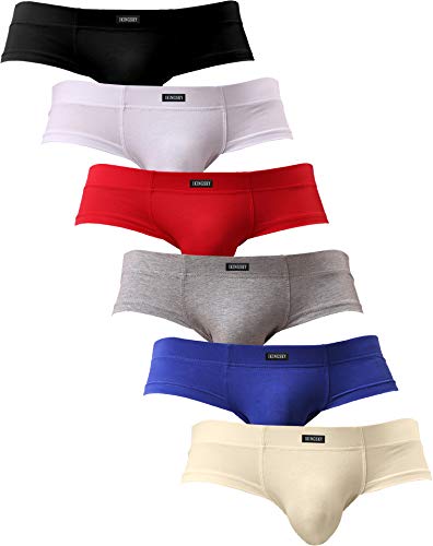 IKINGSKY Men's Seamless Front Pouch Briefs Sexy Low Rise Men Cotton Underwear - Large - Multicolor