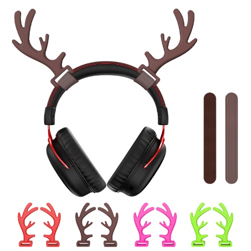Cool Reindeer Antlers Headphone Attachable Accessory for All Over-Ear Headphones , Funny Lightweight Headset Props for E-Sports Gamers & Audio Anchors with Adjustable Accessories ( Brown ) - 