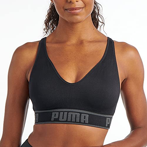 PUMA Women's Seamless Sports Bra - X-Large - Black/Grey
