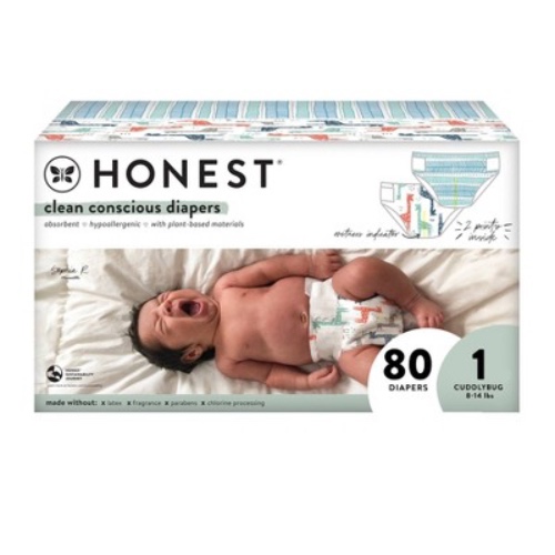 The Honest Company Clean Conscious Disposable Diapers Giraffes & Dots + Dashes - Size 1 - 80ct