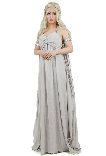 Game of Thrones A Song of Ice And Fire Daenerys Targaryen Cosplay Grey Long Dress